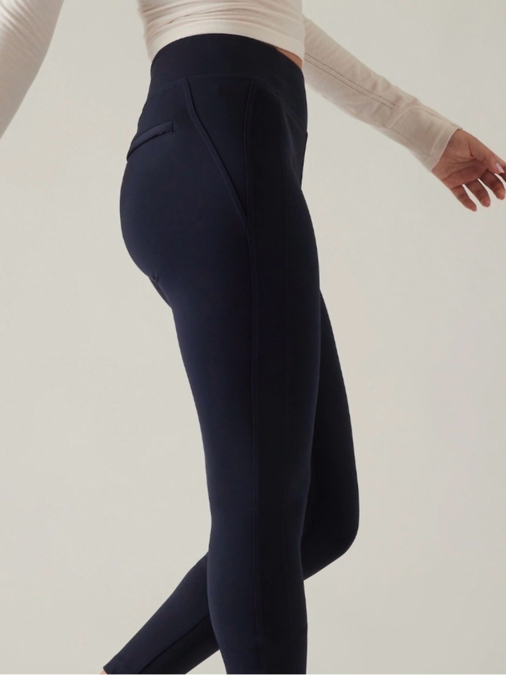 Athleta Pants Medium Tall Navy Blue Delancey Skyline High Rise Leggings 658309